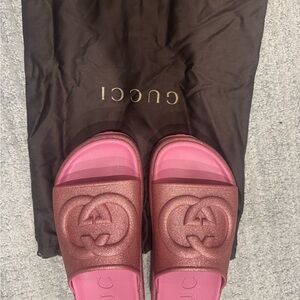 Gucci Glittery Pink Slides